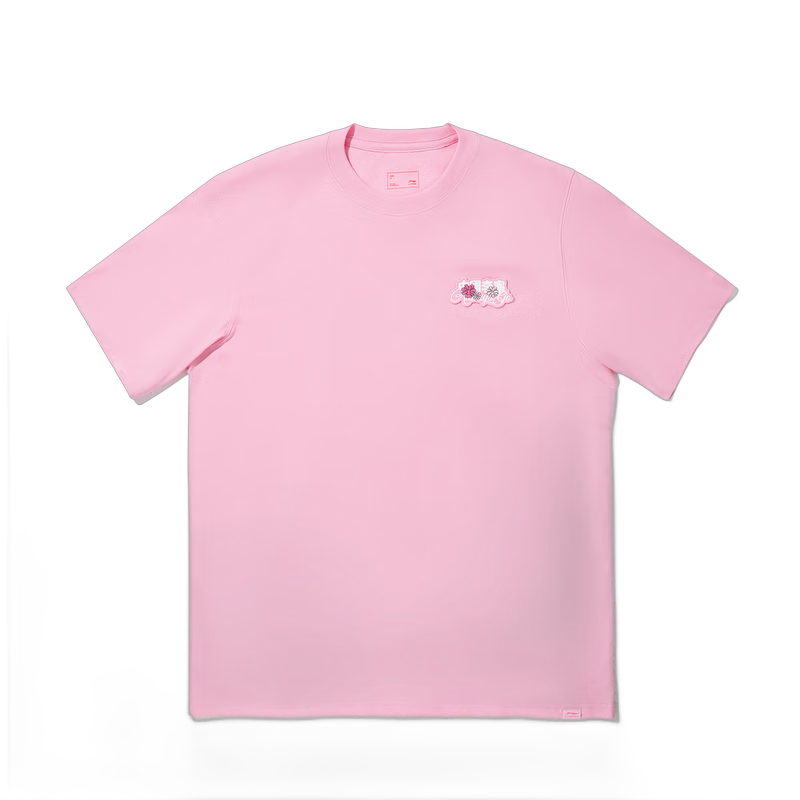 李宁中国李宁短袖T恤女子25夏季新款潮流时尚简约百搭运动上衣 桃木粉-6 L