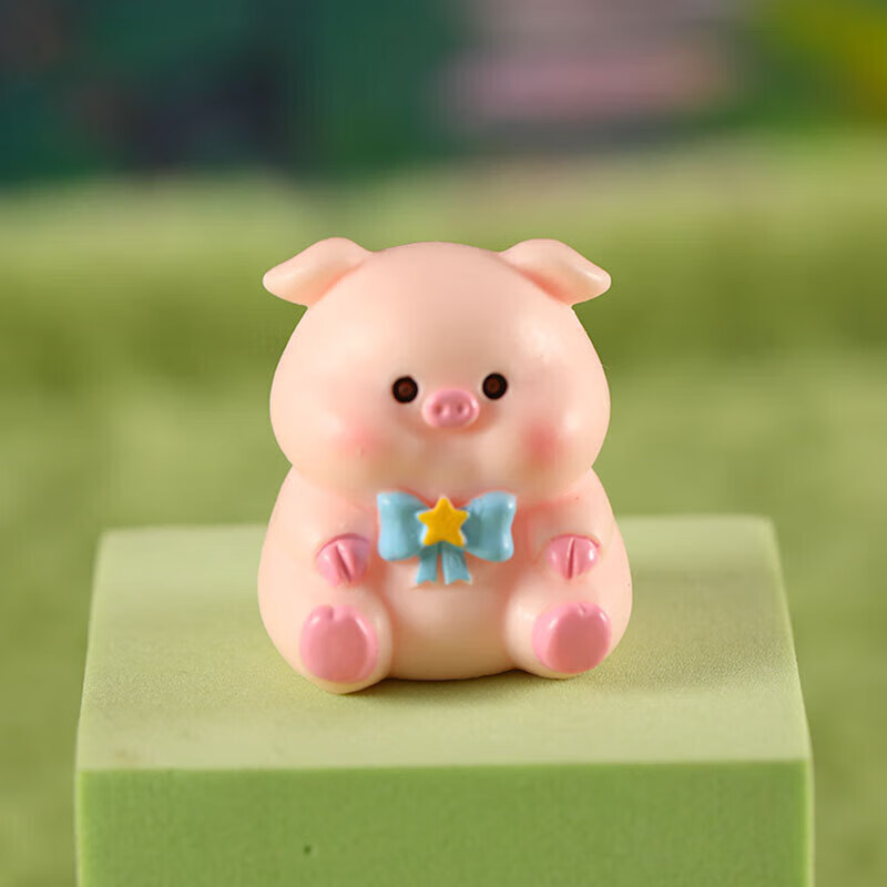 集物一册元旦礼物小猪摆件工位装饰车载摆件送朋友闺蜜创意小礼物 甜梦小猪6个+布袋盒装+无痕点胶