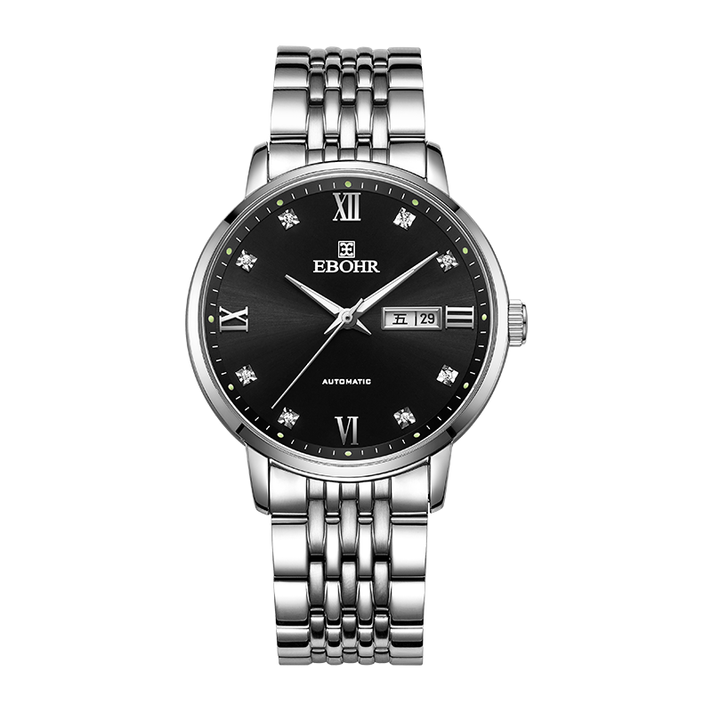 依波（EBOHR）手表男大师系列生日礼物男士自动机械腕表国表商务礼盒送男友礼物 黑盘男表 51751118