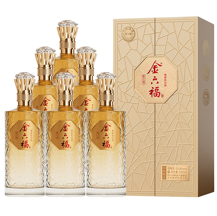 金六福 白酒 礼盒装 送礼酒 2025年 500mL 6瓶 50.8度喜之源