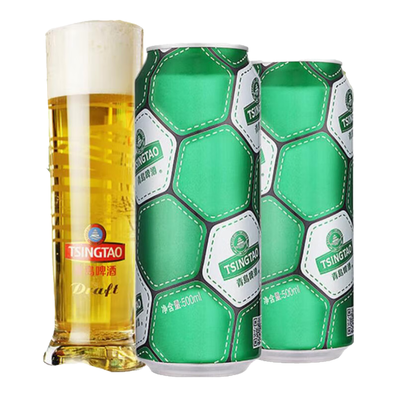 青岛啤酒（TsingTao）经典足球罐10度大罐啤酒畅饮 500mL 12罐 老包装