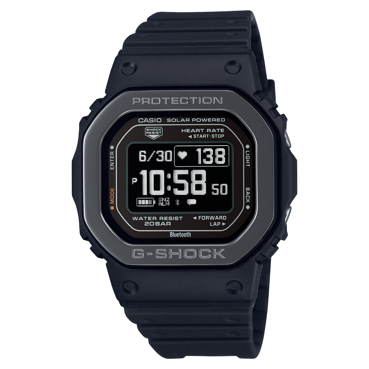 卡西欧G-SHOCK运动智能小方块DW-H5600心率户外计步太阳能送男友礼物 DW-H5600MB-1PR心率血氧睡眠监测