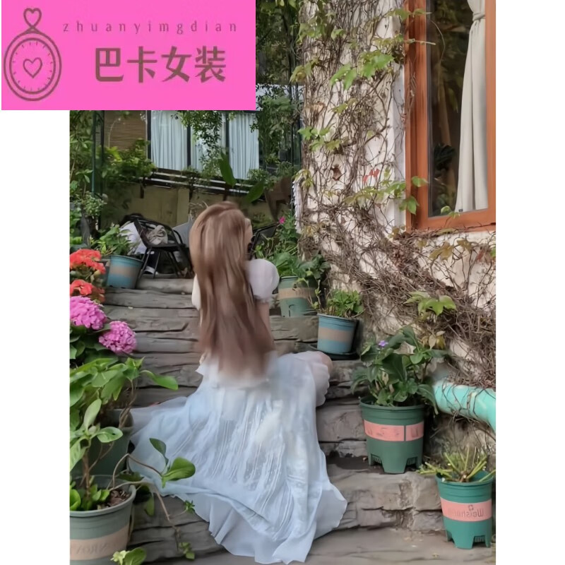 NJTD法式茶歇連衣裙2025夏季女裝氣質(zhì)仙女荷葉邊不規(guī)則顯瘦中長裙 薄荷綠 均碼
