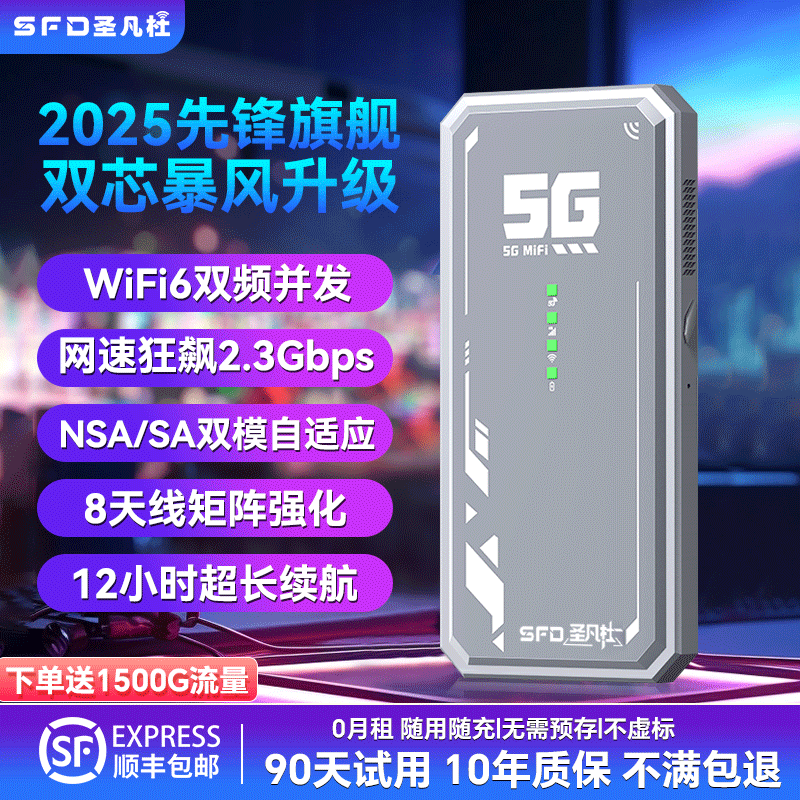 圣凡杜5g隨身wifi6免插卡移動流量千兆路由器雙頻wifi無線上網(wǎng)卡2025款無限流量多網(wǎng)通便捷戶外直播辦公 【霧霾灰】內(nèi)置超導天線 信號增強