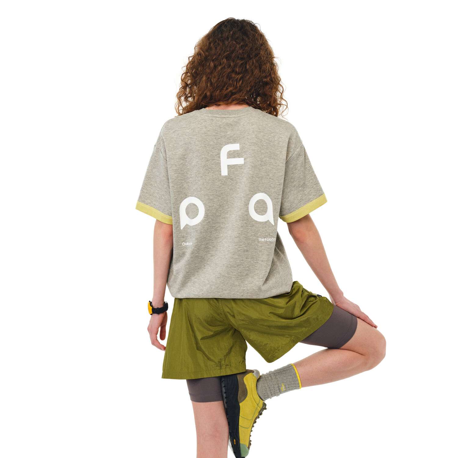 FPA运动三角logo双色半袖t恤男款潮牌宽松圆领印花情侣夏季短袖 花灰色 M