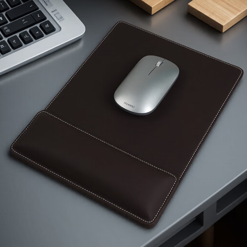 OBOQO鼠标垫护腕手腕垫二合一可自由组合PU皮革质感护手腕托慢回弹柔软舒适商务办公礼品支持定制 咖啡色【鼠标垫腕垫套装】