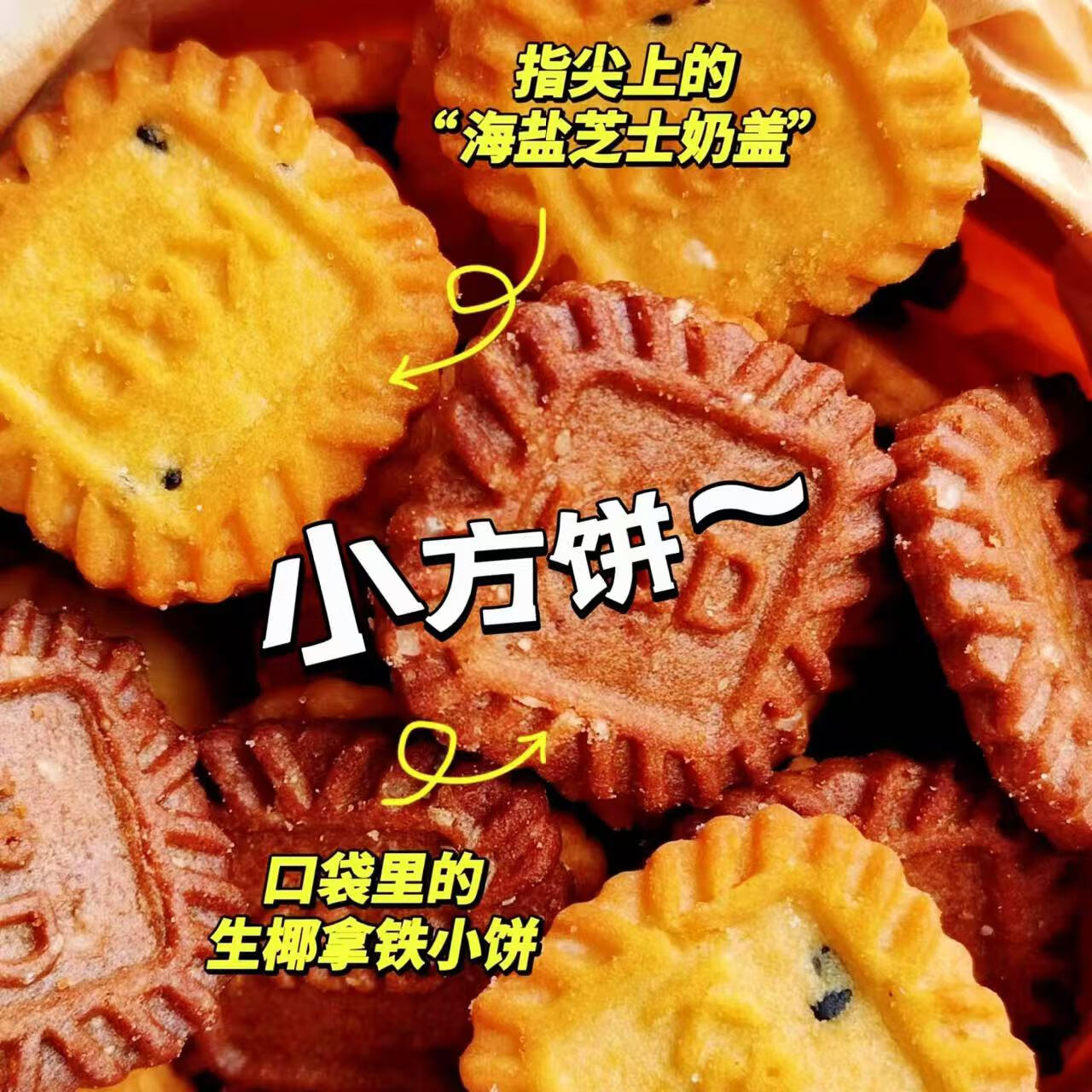 小方饼干海盐芝士味小方块酥脆办公室零食生椰拿铁海盐芝士厚乳味 混合口味100片（4g*50包）F