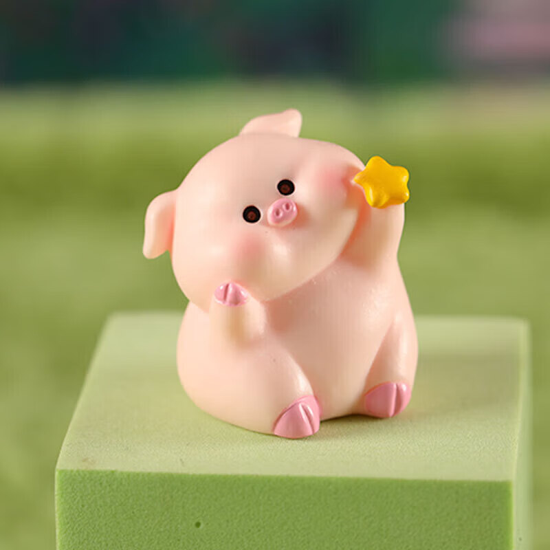 集物一册元旦礼物小猪摆件工位装饰车载摆件送朋友闺蜜创意小礼物 甜梦小猪6个+布袋盒装+无痕点胶