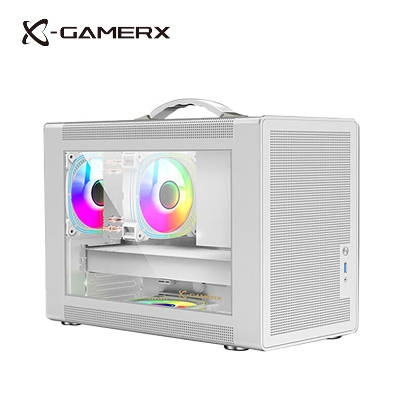 未知玩家P60手提便携式MATX紧凑型MINI桌面小机箱玻璃侧透ITX台式机TypeC游戏迷你电脑机箱 P60机箱-雪域白