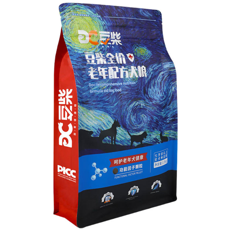 豆柴（docile）老年犬專用糧狗糧7歲以上全犬種狗糧呵護無谷1.5kg*3