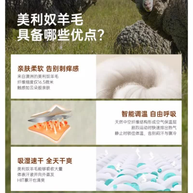 悠途(UTO)悠途 美利奴羊毛男女运动速干衣户外跑步滑雪登山徒步功能内衣 男经典黑 短袖 XL