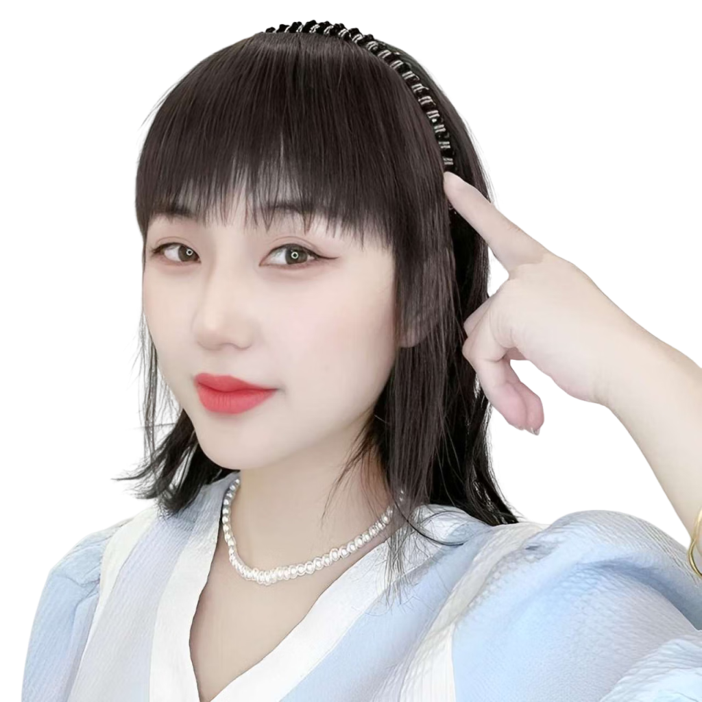 纖縷 假發(fā)女劉海一體水鉆發(fā)箍補(bǔ)發(fā)片直發(fā)假發(fā)頭頂遮蓋白發(fā)無(wú)痕補(bǔ)發(fā)片 【全真發(fā)】自然色25cm