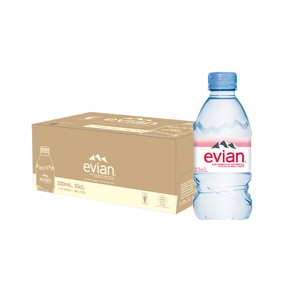 ���ƣ�evian�����ڿ�Ȫˮ 330ml*24ƿ ����ԭװ ����װ (��ƿ)����ˮ84.9Ԫ