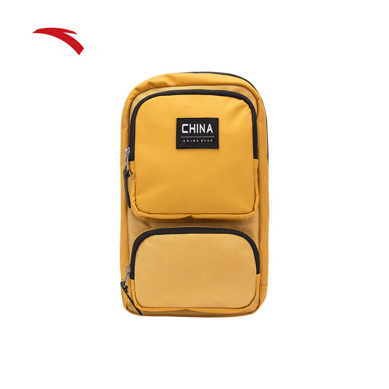 安踏胸包男女运动跑步运动户外单肩包轻便休闲百搭通勤耐磨骑行斜挎包 桂卡其-2 均码