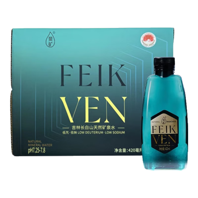 斐矿饮用天然矿泉水420ml吉林长白山高端饮用水整箱碱性 420ml*12瓶/箱（发1箱绿共12瓶）