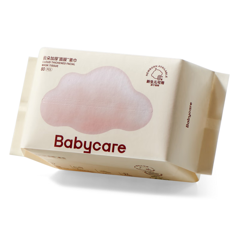 babycare 面膜柔巾 婴儿干湿两用一次性洗脸巾 小熊巾 加厚绵柔巾 80抽*1包 6.4元(需领券、需凑单)