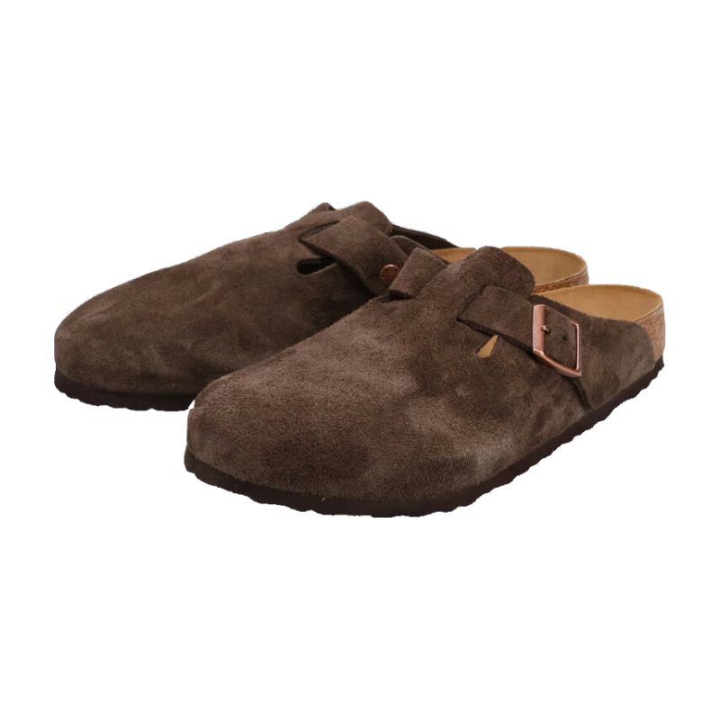 BIRKENSTOCK男士拖鞋波士頓涼鞋1027067絨面皮革室內外穿 日本直郵 黑色 EU36-23.0(窄版)