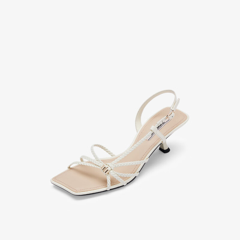 73Hours女鞋Tiamo夏季新款法式細高跟羅馬綁帶顯瘦涼鞋女外穿 米白 33