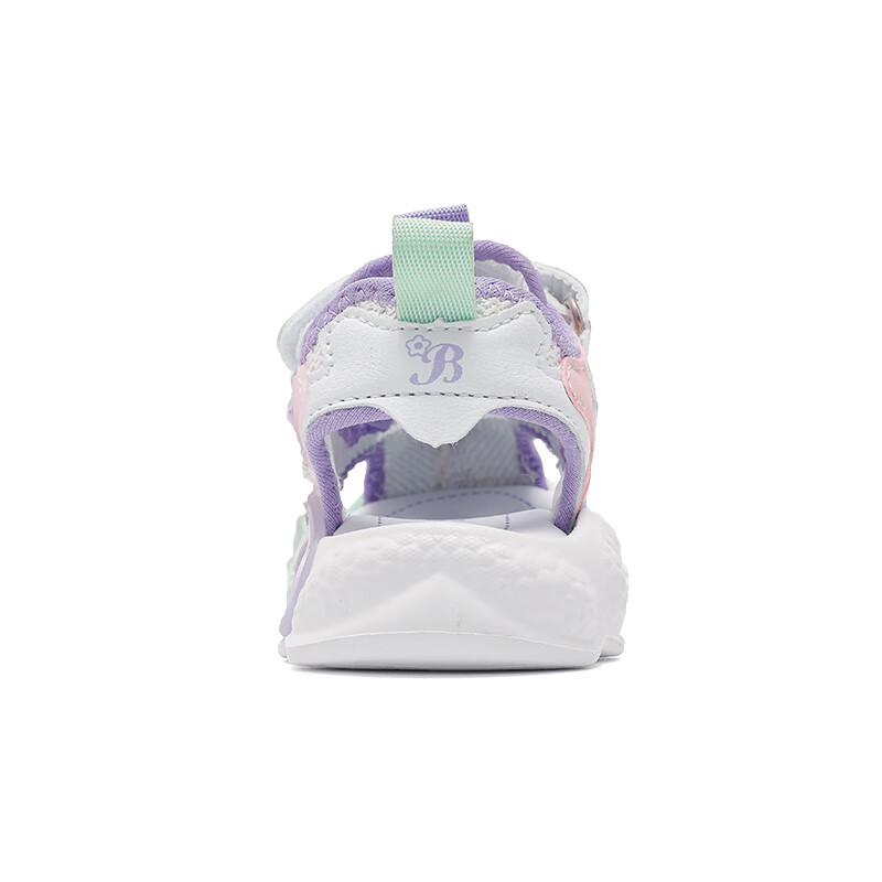 巴布豆童鞋2025夏季新款包头儿童凉鞋小童软底百搭学步鞋女宝宝机能鞋 糖果紫/白 28 适合脚长17.3cm