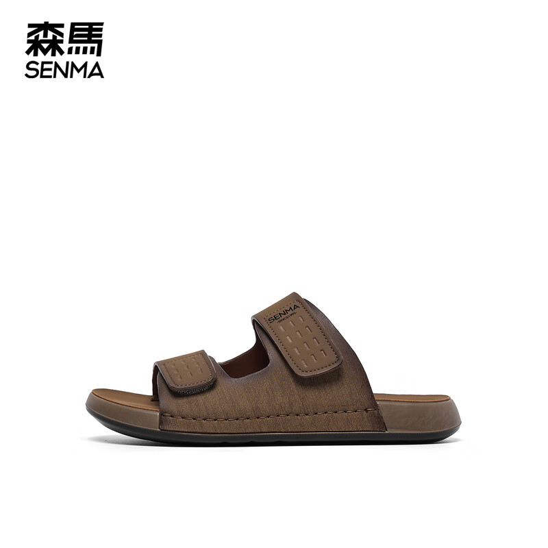森馬凉鞋男士新款耐磨透气男生拖鞋时尚外穿户外防滑耐磨沙滩鞋男 烟灰色 39