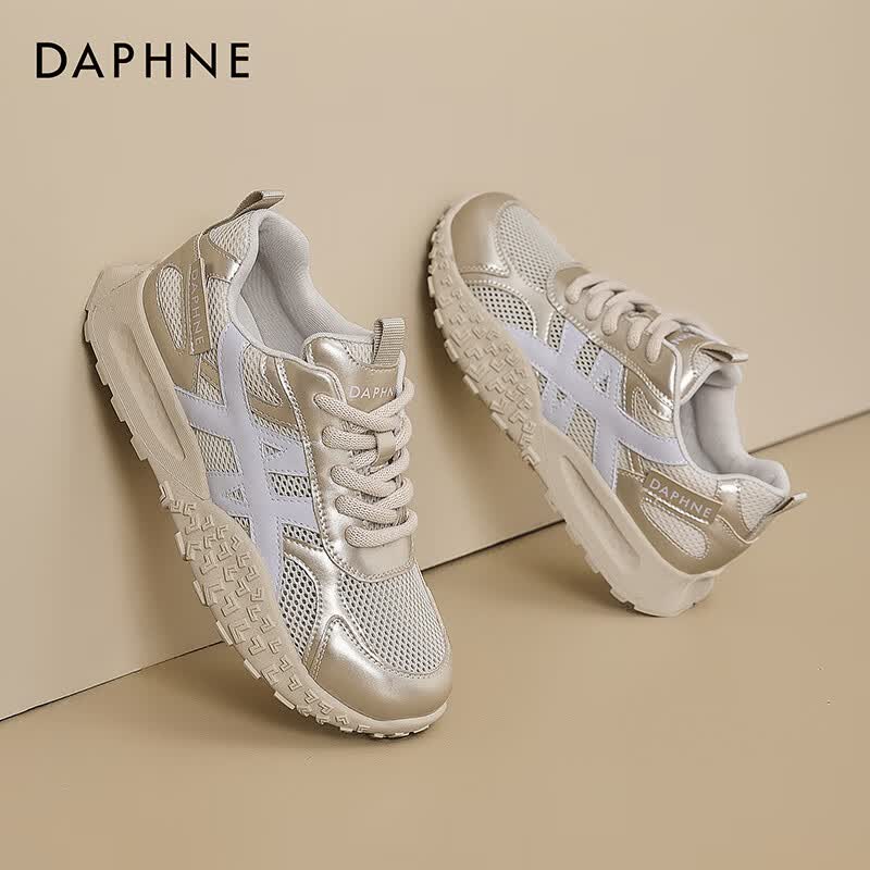 达芙妮复古透气阿甘鞋女2026夏季时尚新款休闲德训鞋通勤软底运动鞋 紫色 【轻便透气】 37