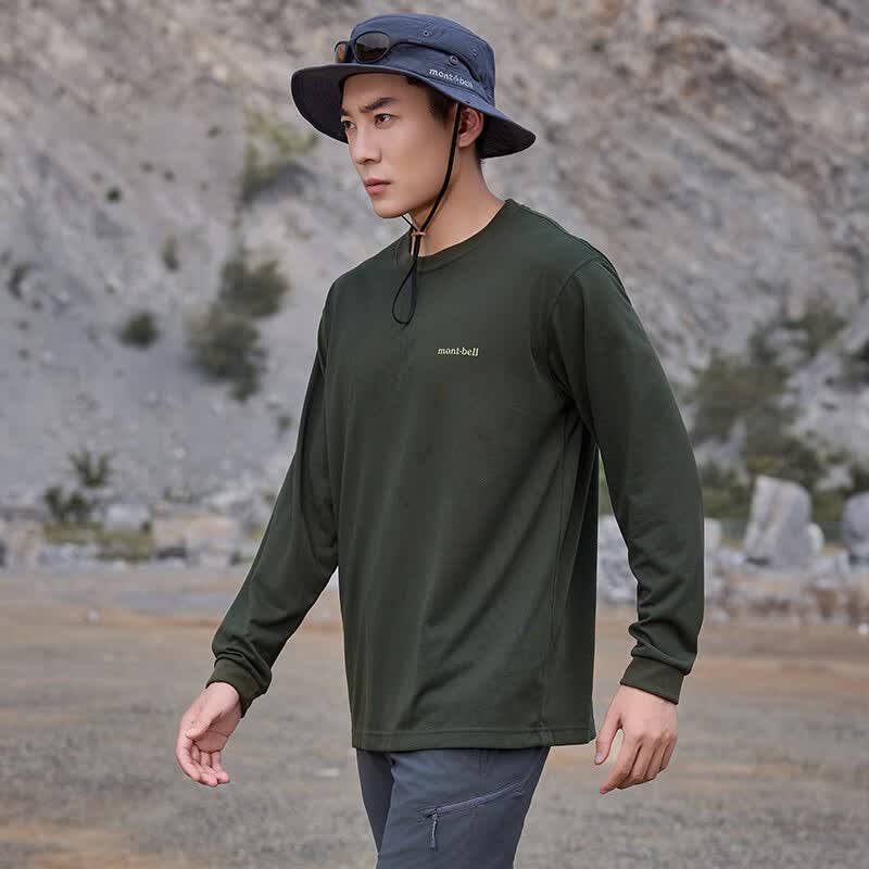mont·bell 长袖t恤男户外春夏速干透气轻便纯色简约百搭上衣 1114688 DGN深绿色 XL