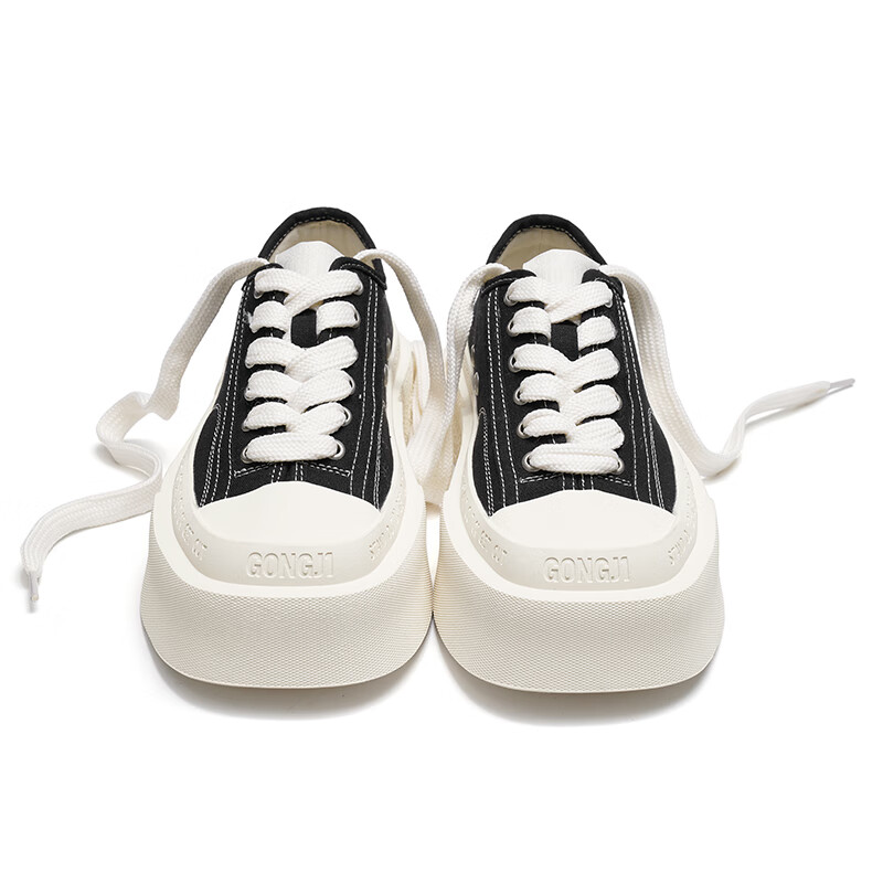 共迹gongji【范丞丞同款】厚底鞋女鞋板鞋厚底帆布鞋休闲鞋厚底帆布鞋男板鞋 森林黑 【张艺兴同款] 偏大一码 38 （243mm）