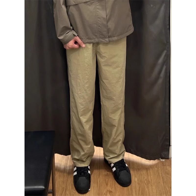 POUM男装2026新款美式条纹休闲裤男宽松百搭显瘦网面春秋保暖透气裤子 SDPFS-D60黑色 XL 体重120-140斤 尺码偏小建议拍大一码