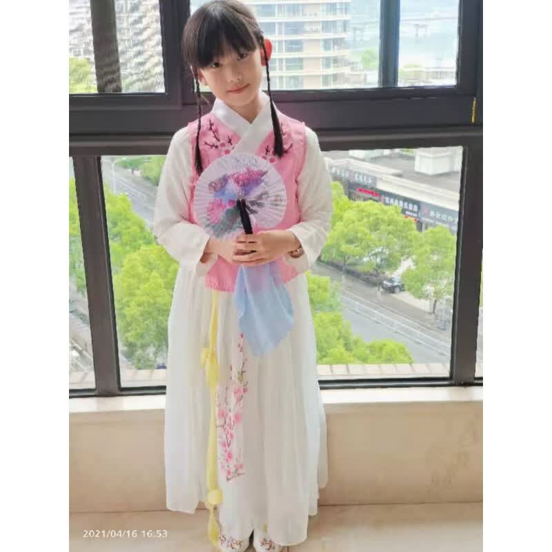 银昕红楼梦服装小戏骨林黛玉贾宝玉同款古装汉服儿童角色扮演课本剧服 林黛玉粉色 110 cm