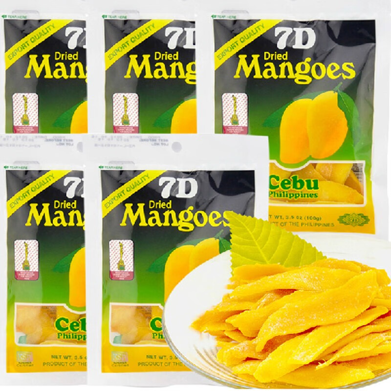 宇唯丹菲律賓風(fēng)味7D芒果干500g水果蜜餞宿務(wù)霧果脯休閑零食100gX5包 7D芒果干5包