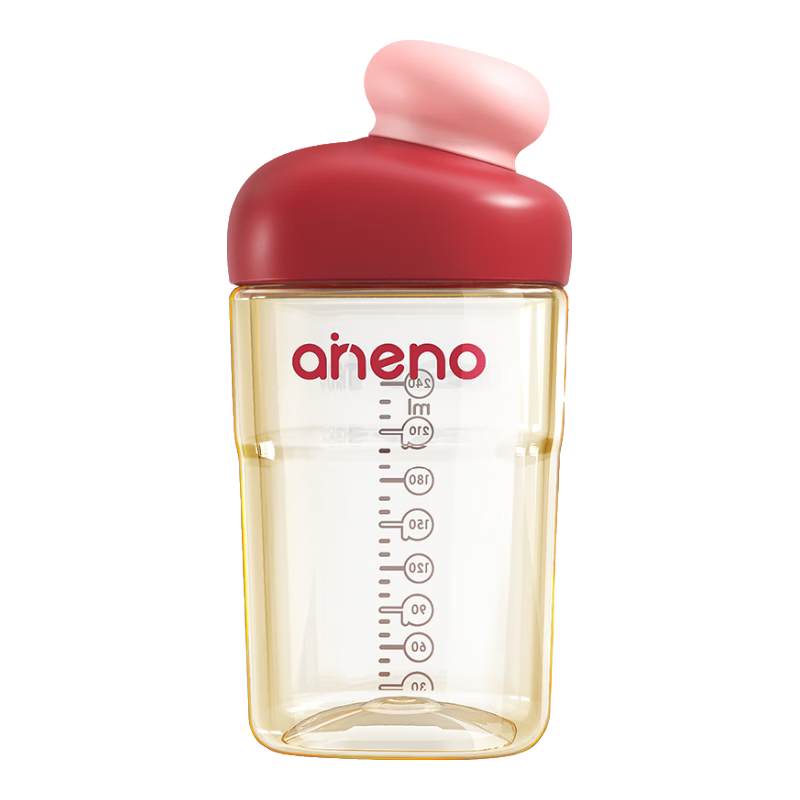 恩尼诺（aneno）牛奶杯宝宝直饮杯儿童水杯亲子喝水PPSU水杯喝奶贝雷帽幼儿园水杯 红色背带款大容量 330ml
