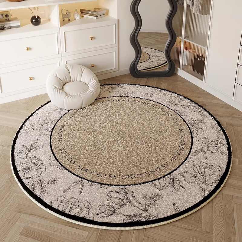 ZSVIP德国轻奢地毯圆形法式奶油风客厅卧室床边毯高级感化妆桌衣帽间毯 TF-201 1件 直径80厘米