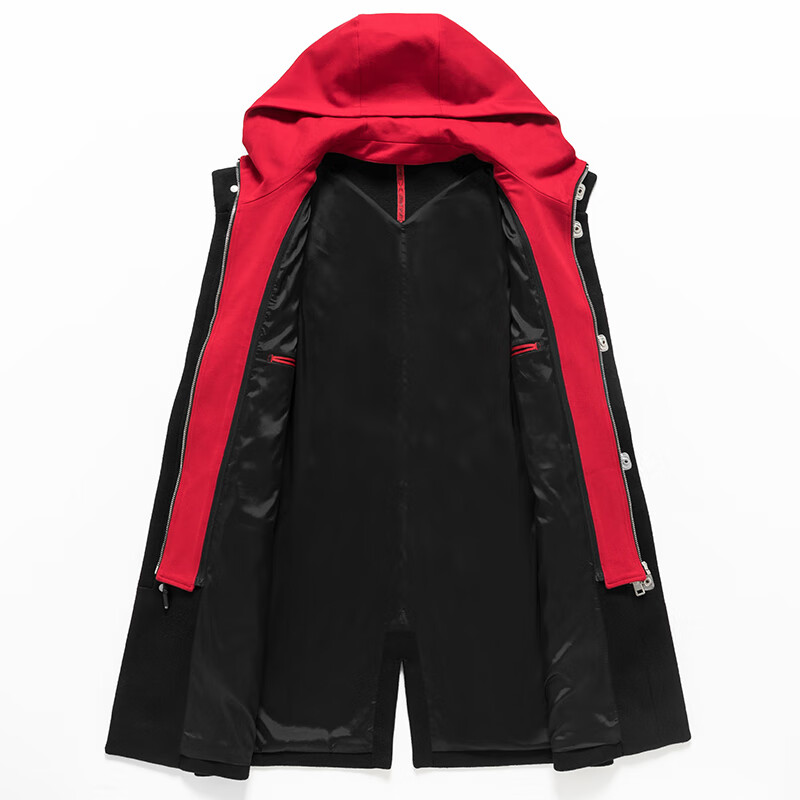 阿仕顿(ARTSDON)2025年秋季男装新款时尚穿搭潮流撞色休闲连帽中长款针织大衣外套 黑色 S (165) 推荐95-110斤