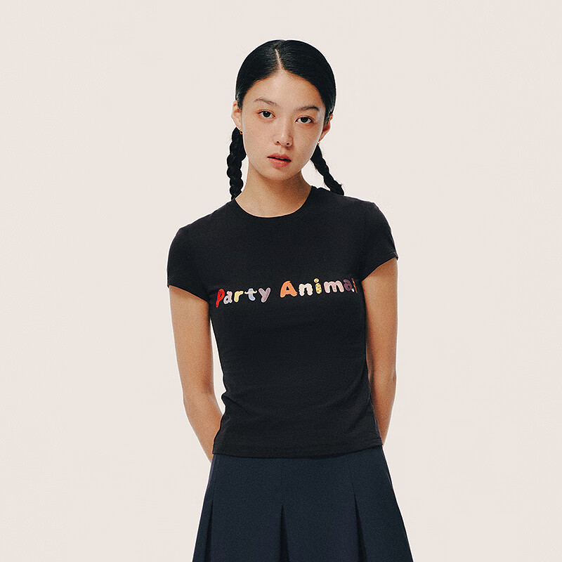 NEIWAI内外橙标迪士尼疯狂动物城合作系列好弹棉质T恤女 常规款-狂野黑 XL