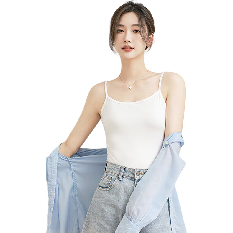 莫代尔2件装吊带背心女春夏莫代尔薄款修身纯色内搭外穿打底上衣