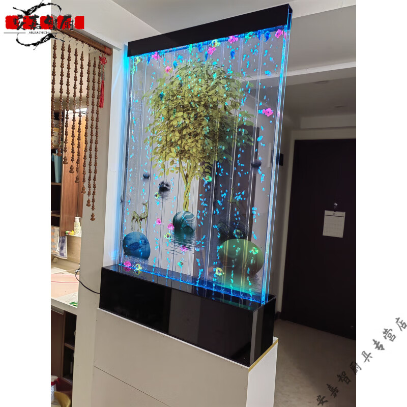 妙普樂高檔水幕墻客廳隔斷流水墻水字畫款風定制客餐廳玄關(guān)衛(wèi)生間半墻水 80*20*130cm高