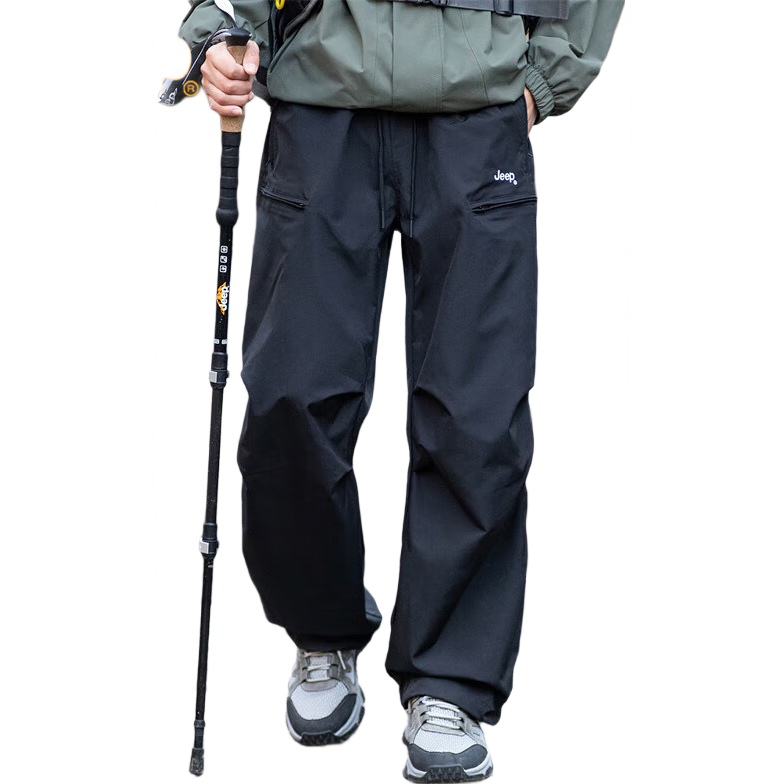 吉普（JEEP）工装裤男士春秋季休闲裤子伞兵裤运动户外长裤男裤黑色  XL