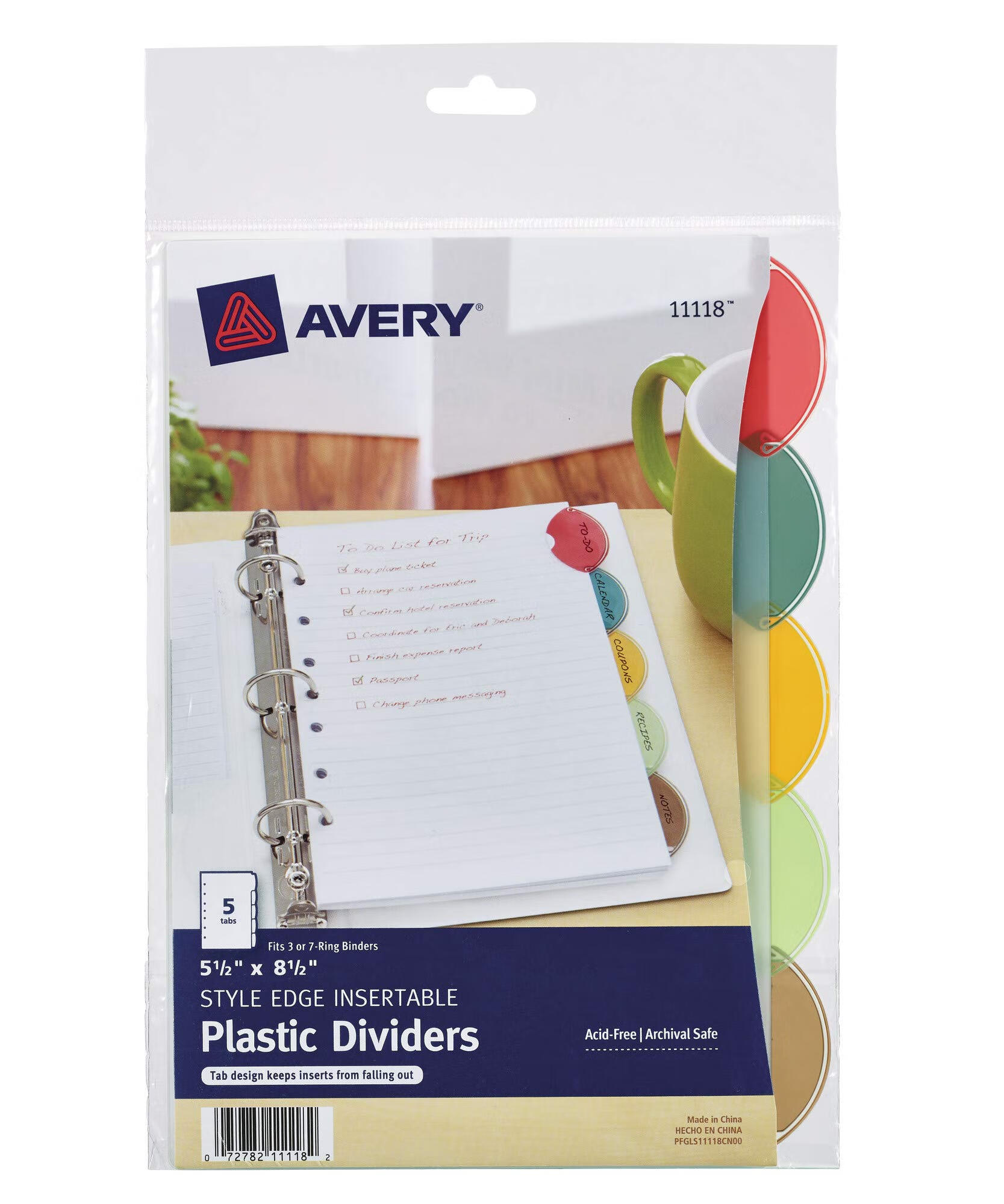 AVERY 13x21cm可插入式塑料文件分隔页 办公收纳整理