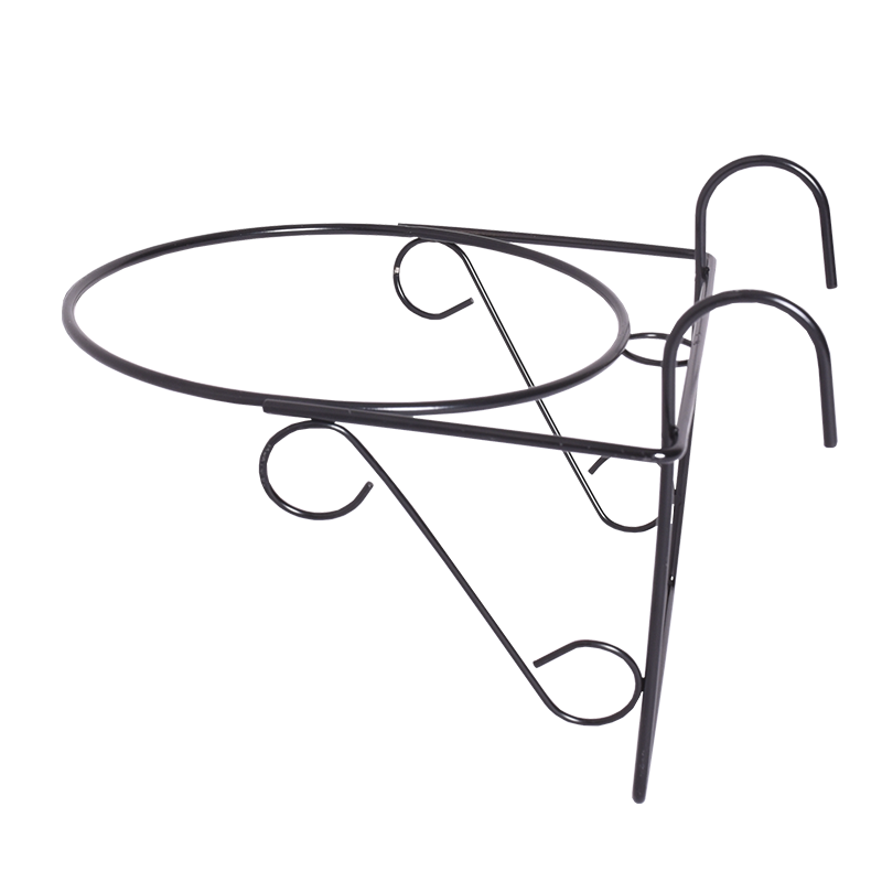 全不锈钢花架兰花盆挂架挂式花架子圆形加仑盆挂架阳台栏杆防盗网 不锈钢黑色【特小号】圈直径11CM-4个装