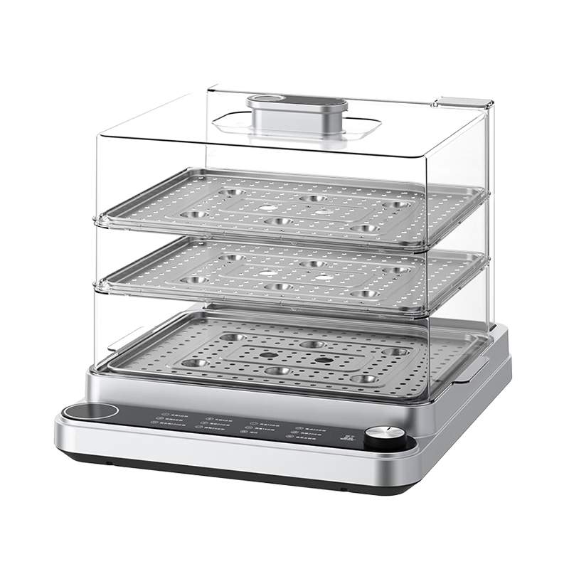 CUKO 英国cuko高端电蒸锅【国家补贴】多功能家用电煮锅收纳蒸汽锅蒸笼自动大容量蒸菜神器蒸鱼电锅早 30L 【太空银】【速热保温电蒸锅】【三层带炖盅】