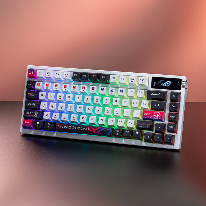 ROG夜魔X 机械键盘 无线蓝牙三模游戏键盘 75配列 FR4定位板 NX雪武白轴V2 热插拔客制化 Gasket结构 月曜白 雪武白轴V2