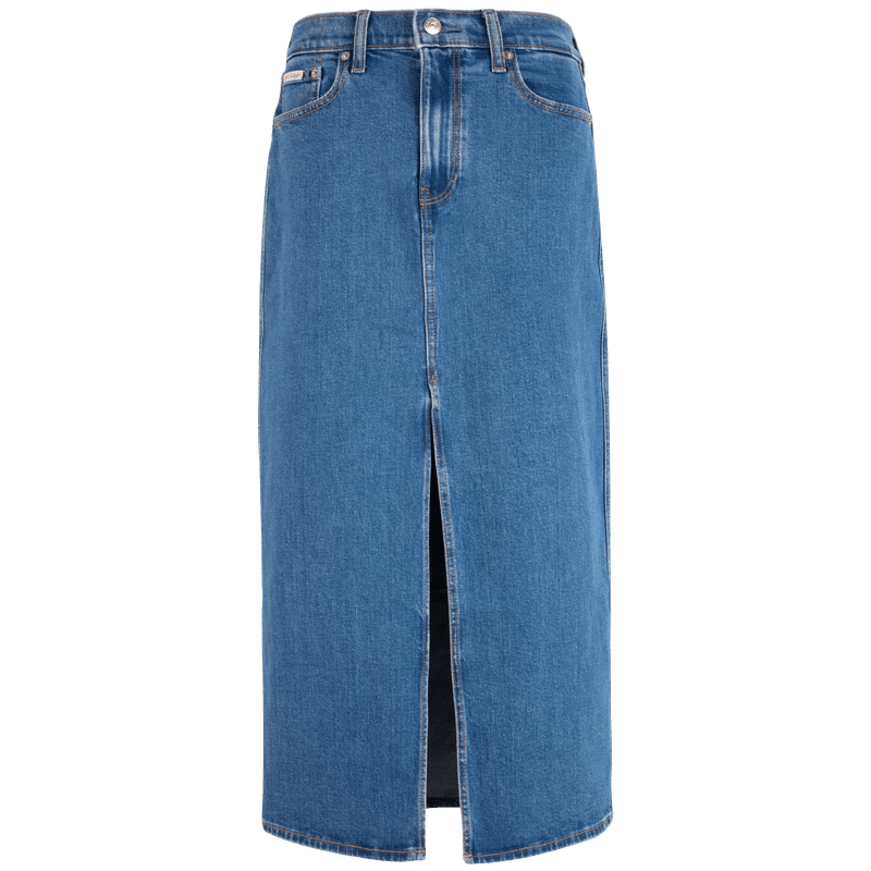 Calvin Klein Jeans夏季女士復(fù)古經(jīng)典雙后袋c(diǎn)k前開(kāi)叉牛仔長(zhǎng)裙半身裙40WK882