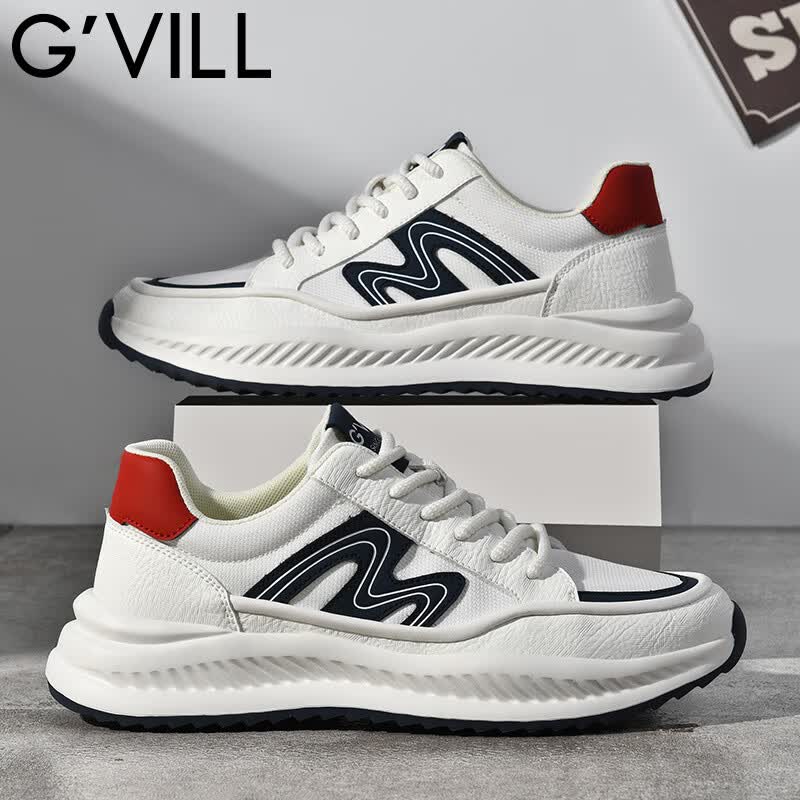 贵之步春秋2026新款男士厚底增高运动鞋阿甘风软底防滑耐磨百搭休闲鞋 白蓝 四季款（G1601） 42