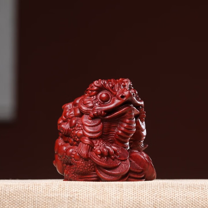 雕刻三足金蟾文玩招财手把件蟾蜍吉祥物茶宠茶玩小摆件 血檀大号10*9
