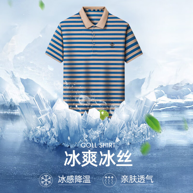 SHANSHAN杉杉两件套男夏季商务短袖T袖男POLO衫新年礼物冰丝凉爽休闲套装 绿色 【上衣】+黑色【裤子】 3XL /190