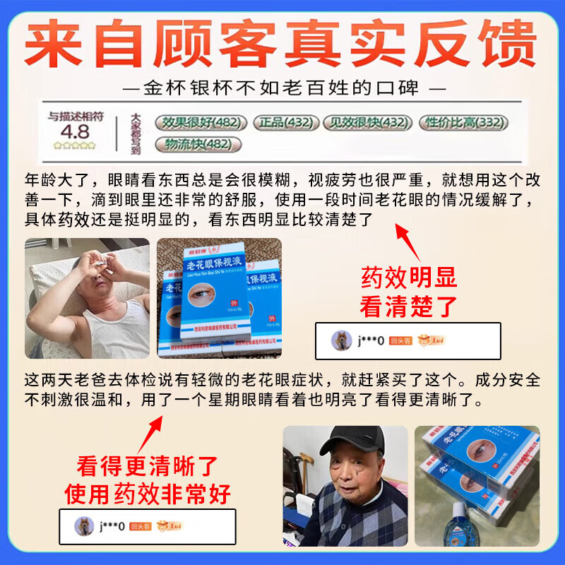 正精研康老花眼专用眼药水叶黄素中老年人视力模糊不清眼睛疲劳正品滴眼液 买2送1【专治老花眼】3盒