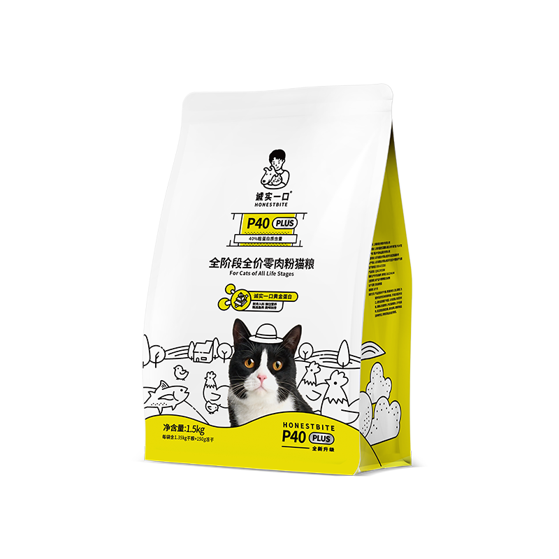 诚实一口经典P40 PLUS鲜肉冻干成猫粮猫干粮鸡鱼口味1.5kg*8包（12kg）
