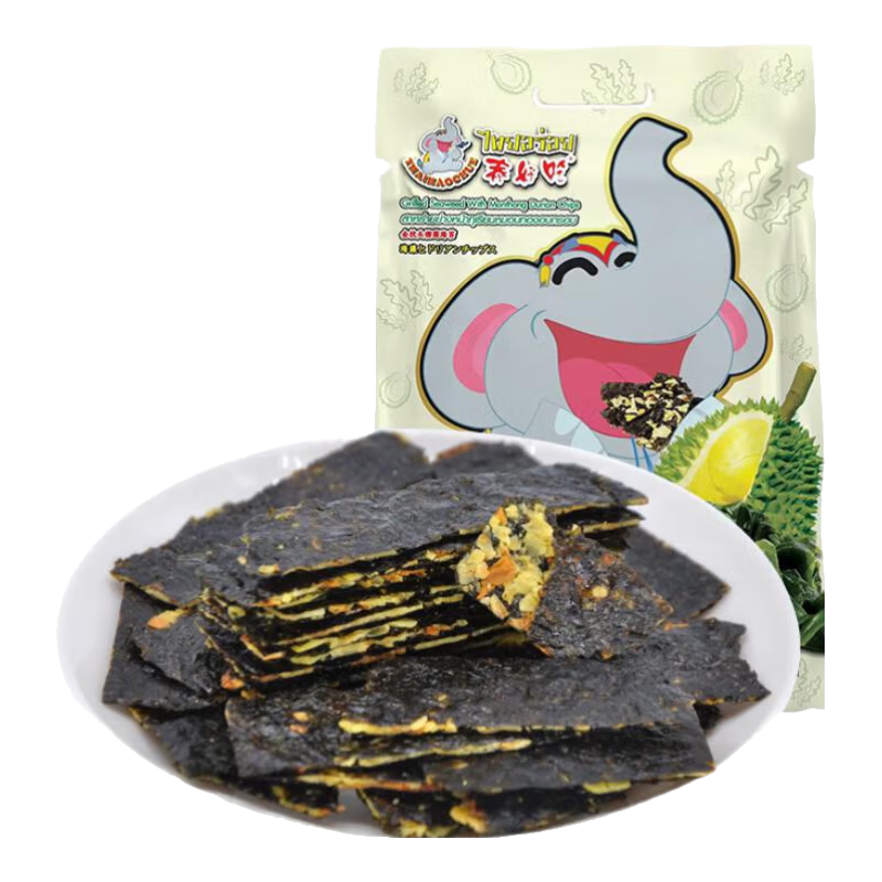 THAIHAOCHUE榴蓮海苔夾心脆兒童休閑零食香酥脆爽袋裝即食紫菜 泰國(guó)進(jìn)口榴蓮海苔 17g*3袋