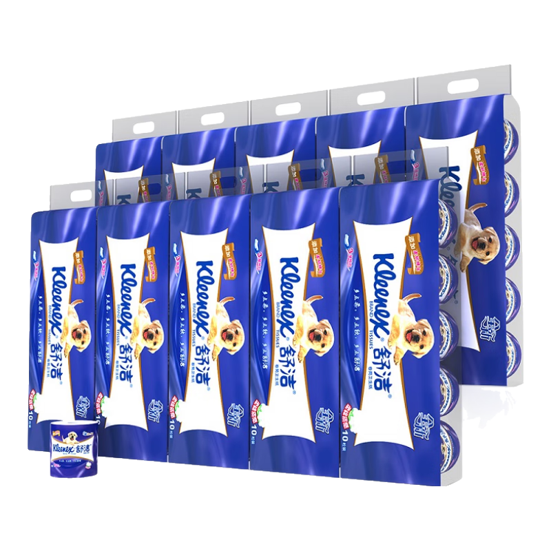 舒洁（Kleenex）舒洁卷纸卫生纸柔韧纯白印花有芯卷纸3层210节*100卷厕纸纸巾