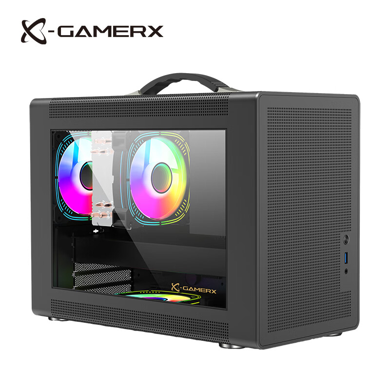 未知玩家P60手提便携式MATX紧凑型MINI桌面小机箱玻璃侧透ITX台式机TypeC游戏迷你电脑机箱 P60机箱-星空黑
